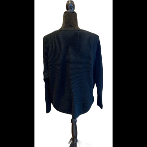 Tahari Black Womens Sweater Size XL Ribbed Side Zippers Stylish Stretchy - Picture 2 of 12